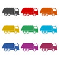 Recycle truck icon, Garbage Truck, color icons set