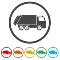 Recycle truck icon, Garbage Truck, 6 Colors Included