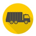 Recycle truck icon with long shadow