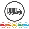 Recycle truck icons set