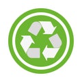 Recycle vector icon. Style is flat rounded symbol, eco green color, rounded angles, white background