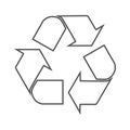 Recycle vector icon. Style is flat symbol, gray color, rounded angles, white background