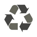 Recycle vector icon. Style is flat symbol, gray color, rounded angles, white background