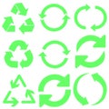 Recycle vector icons set. Recycle icon. Recycling illustration symbol collection. eco logo or sign.