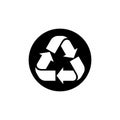 Recycle vector illustration, Recycle sign in black circle vector Royalty Free Stock Photo