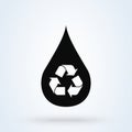 Recycle water droplet and conservation. Simple vector modern icon design illustration