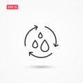 Recycle water vector icon outine style isolated 2