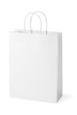 Recycle white paper bag isolated white background, copy space. Or a white paper bag on a white background. Royalty Free Stock Photo