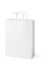 Recycle white paper bag isolated white background, copy space. Or a white paper bag on a white background. Royalty Free Stock Photo