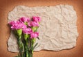 Recycle wrinkle paper with pink canation flower Royalty Free Stock Photo