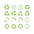Recycled arrow green vector icon set Royalty Free Stock Photo