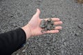 Recycled asphalt crumb is used on the edge of the new cycle path and in the subsoil of the asphalt road. between the field and the