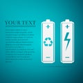 Recycled Battery Eco Concept. Renewable Energy flat icon on blue background