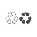 Recycled black vector icon. Recycle glyph and line symbol.