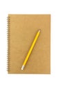 Recycled blank notebook front cover with pencil isolated Royalty Free Stock Photo