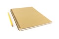 Recycled blank notebook front cover with pencil isolated Royalty Free Stock Photo