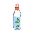 Recycled bottle with fresh water infused with mint flavor. Detox refreshing soda drink with peppermint leaf, aqua