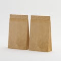 Recycled Brown Paper Bag Mock-up Template On Isolated White Background, Ready For Your Design, 3d Illustration