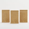 Recycled Brown Paper Bag Mock-up Template On Isolated White Background, Ready For Your Design, 3d Illustration