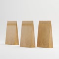 Recycled Brown Paper Bag Mock-up Template On White Background, Ready For Your Design, 3d Illustration