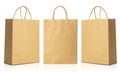 Recycled brown paper shopping bags isolated on white background with clipping path.