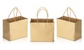 Recycled brown paper shopping bags isolated on white background with clipping path.