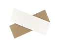 Old recycled brown torn or ripped pieces of paper craft stick on a white background Royalty Free Stock Photo