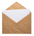 Recycled craft paper envelope isolated white background Royalty Free Stock Photo