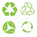 Recycled cycle arrows vector icon set illustration isolated on white background. Recycled eco vector icon. Royalty Free Stock Photo