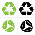 Recycled cycle arrows vector icon set illustration isolated on white background. Recycled eco vector icon. Royalty Free Stock Photo