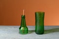 Recycled glass bottle as a pencil holder