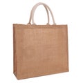 Recycled hessian sack shopping bag isolated on white Royalty Free Stock Photo