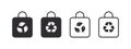 Recycled materials. Bag icons with recycling signs. Packaging and recycling. Vector illustration Royalty Free Stock Photo