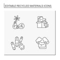 Recycled materials line icons set