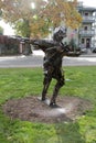 recycled metal art sculpture of a skaterboy girl