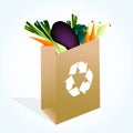 Recycled paper bag full of fresh vegetables, vecto