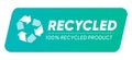Recycled 100 percent recycling product label stamp green tosca graphic