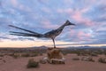 Recycled Roadrunner Sculpture at sunrise