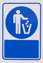 Recycled symbol over blue and white background. Man throwing trash into dust bin. Keep clean Royalty Free Stock Photo