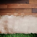 Recycled torn paper on wood background. Royalty Free Stock Photo