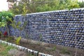 Recycled wall made from used plastic bottles