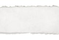 Recycled white torn horizontal note paper texture, light background.