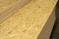 Recycled wood building material. Chipboard. Royalty Free Stock Photo