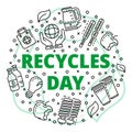 Recycles clean day concept background, outline style