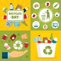 Recycles day banner set, flat style