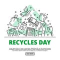 Recycles day concept background, outline style