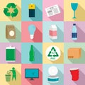Recycles day icon set, flat style