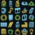 Recycles icon set vector neon