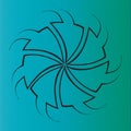 Recycling arrows in circular format over blue dotted srtips in blue gradient background.
