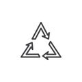 Recycling arrows triangle outline icon